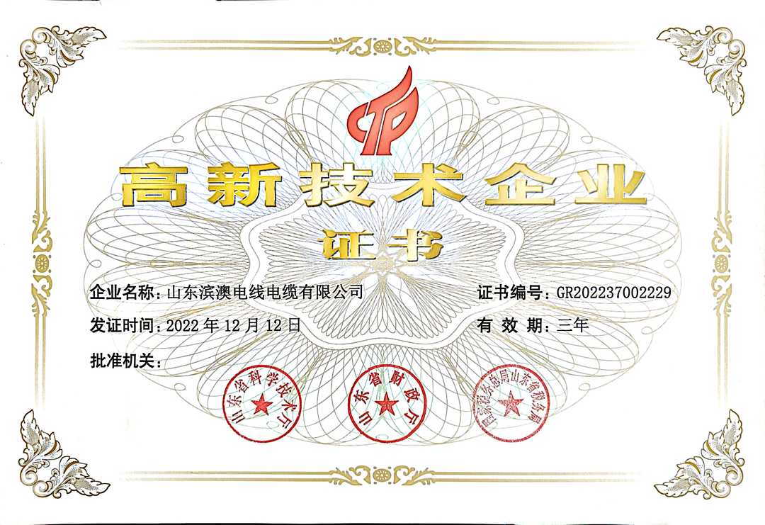 高新技術(shù)企業(yè)證書